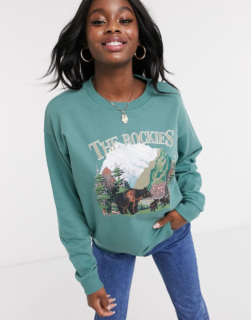ASOS DESIGN - Sweatshirt met vintage Canada-print-Groen