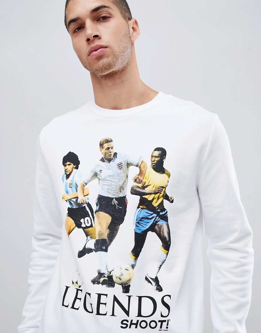 ASOS DESIGN - Sweatshirt met shoot-voetbalprint-Wit