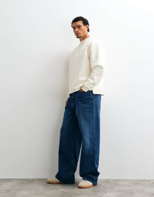 ASOS DESIGN Sweatshirt mit roter Kontrastnaht in Ecru, 4 von 5