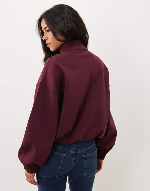 ASOS DESIGN Sweatshirt mit Stehkragen in Burgunderrot, 2 von 4
