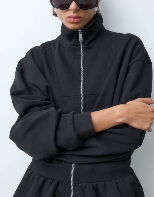 ASOS DESIGN sweatshirt-sæt med sænket talje og ståkrave i sort, 3 af 4