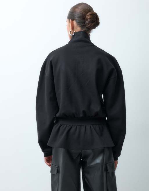 ASOS DESIGN sweatshirt-sæt med sænket talje og ståkrave i sort, 4 af 4