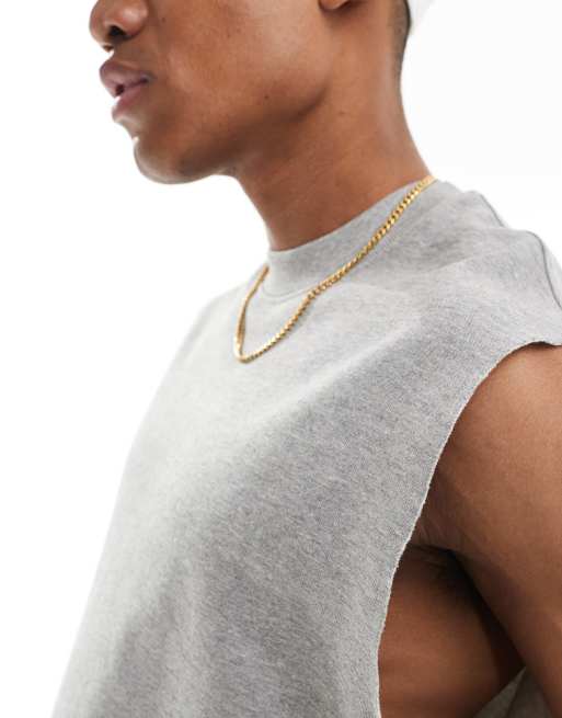 ASOS DESIGN sweatshirt vest in grey marl, 4 of 4