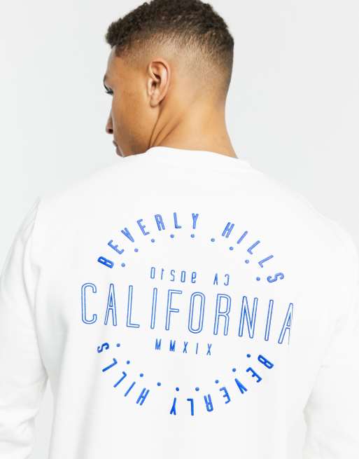 ASOS DESIGN sweatshirt with California back print in white