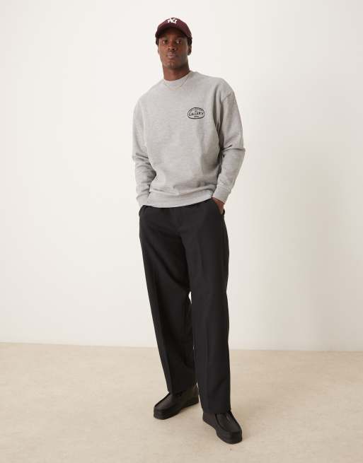 ASOS DESIGN  sweatshirt with chest print in grey marl
