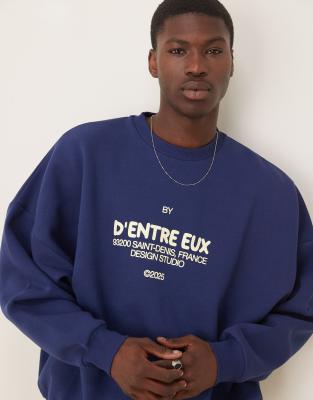 ASOS DESIGN sweatshirt with chest print in navy - view 1