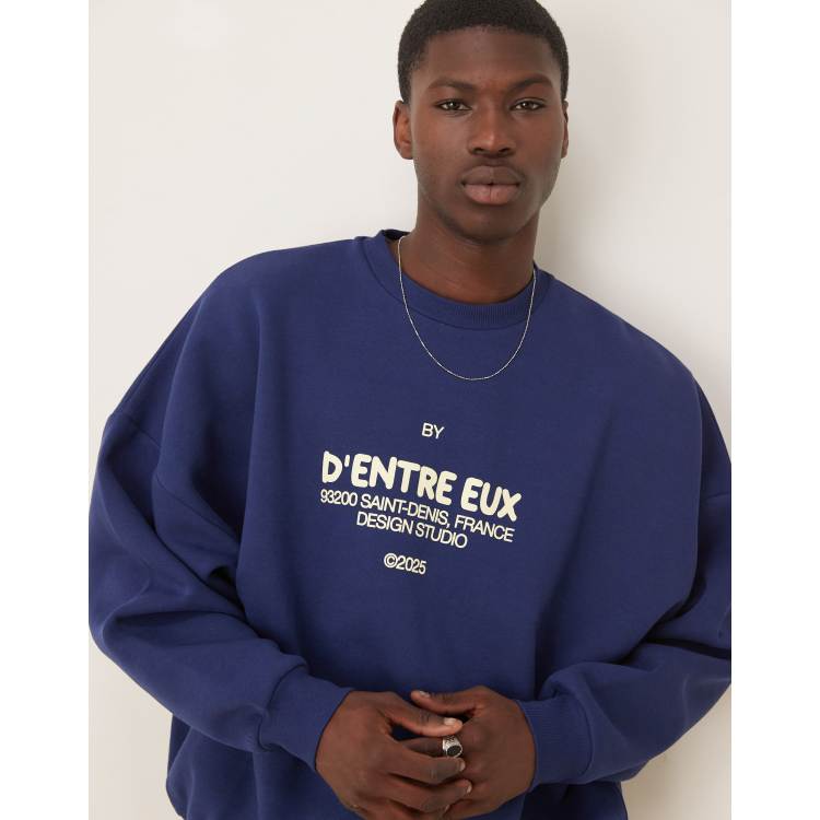 ASOS DESIGN sweatshirt with chest print in navy | ASOS