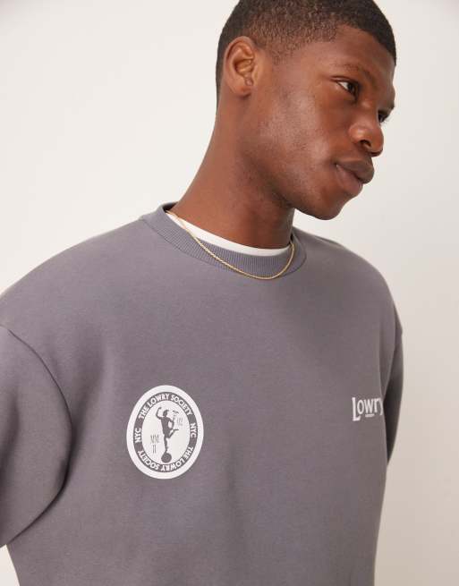 ASOS DESIGN oversized sweatshirt with chest print in washed grey