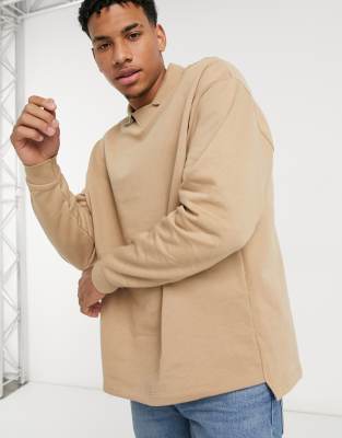 asos design sweatshirt with polo neck