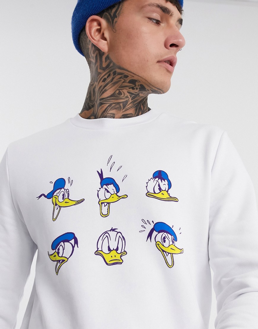 ASOS DESIGN sweatshirt with Donald Duck print-White