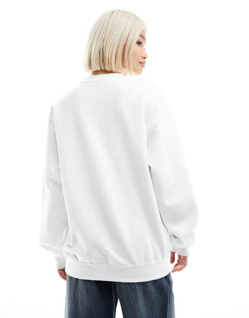 ASOS DESIGN sweatshirt with floral graphic in white