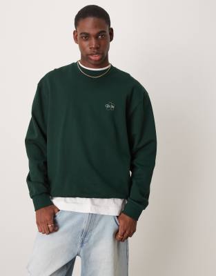 Asos Design Sweatshirt With Floral Print In Green
