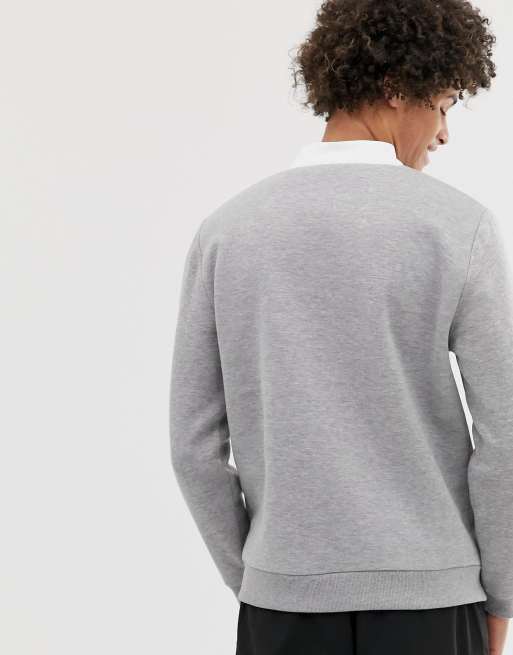 ASOS DESIGN sweatshirt with grandad collar in gray marl