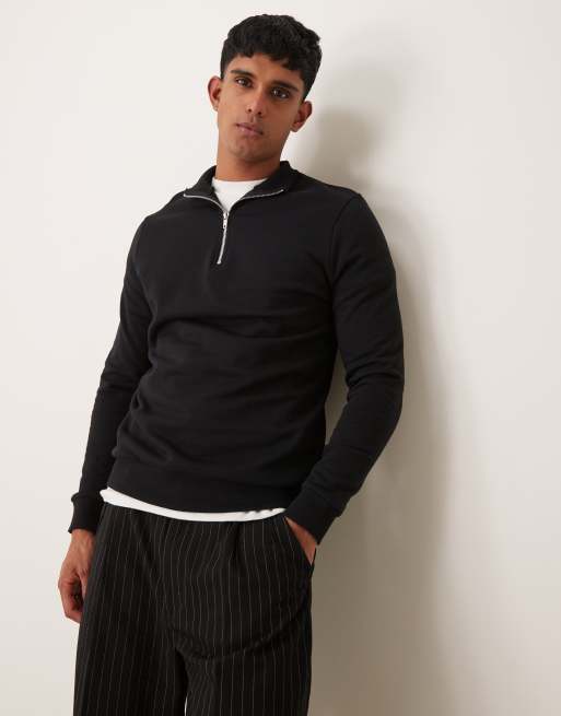 ASOS DESIGN sweatshirt with half zip in black ASOS