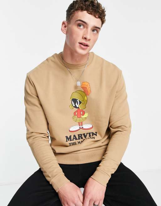 ASOS DESIGN sweatshirt with Looney Tunes print in brown