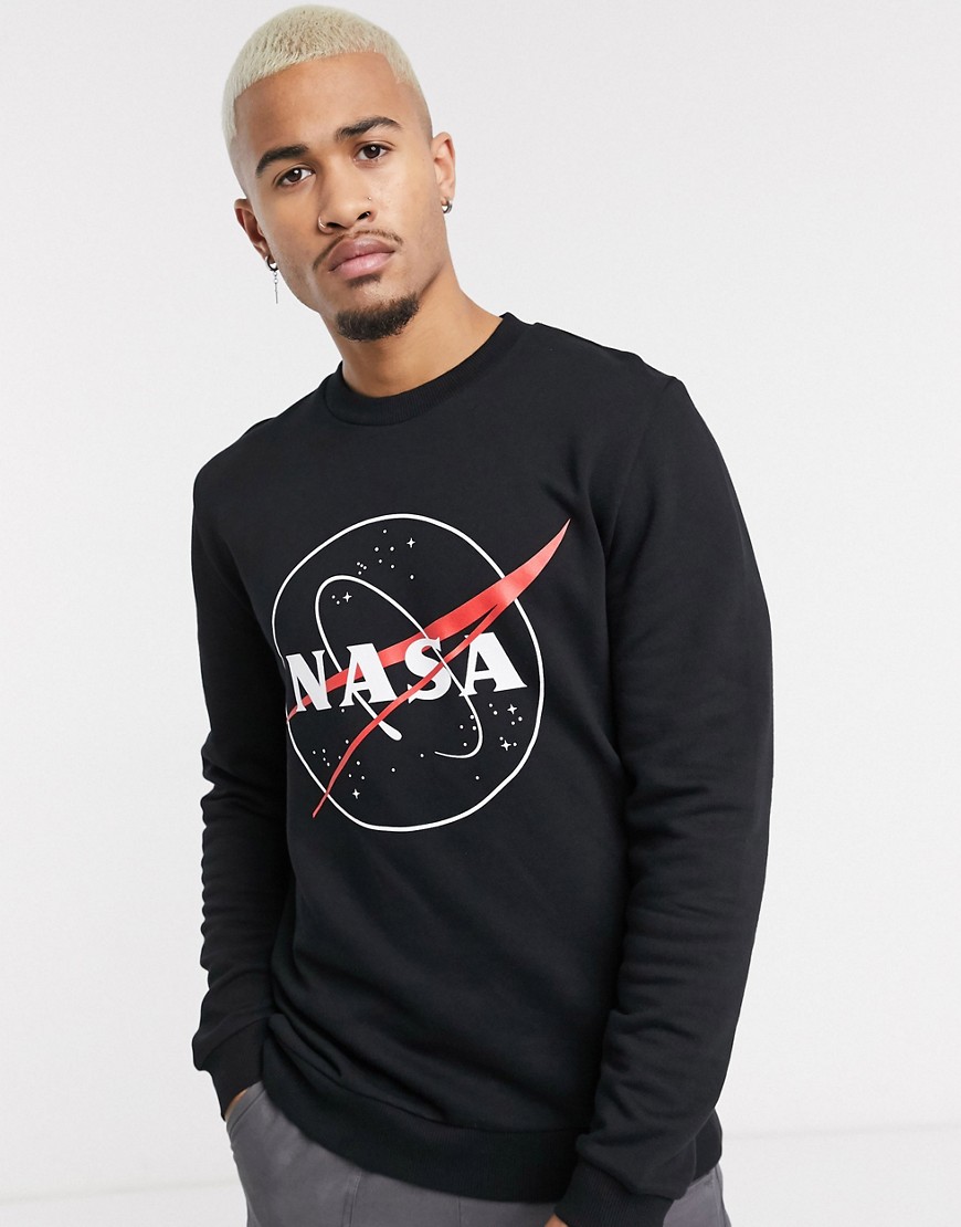 ASOS DESIGN sweatshirt with NASA logo print in black