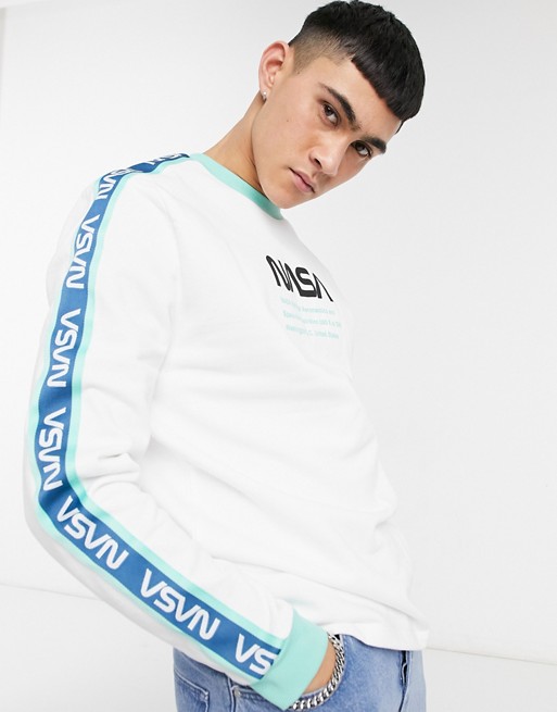 ASOS DESIGN sweatshirt with Nasa print & tape in white