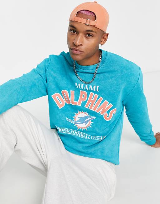 ASOS DESIGN sweatshirt with NFL Miami Dolphins print in blue