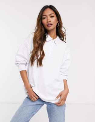 asos design sweatshirt with polo neck