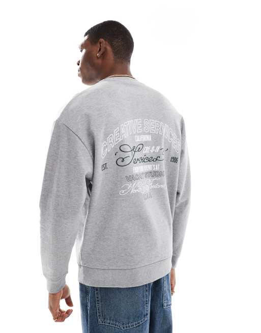 ASOS DESIGN sweatshirt with print in gray heather