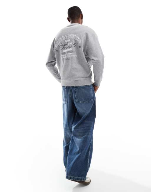 ASOS DESIGN sweatshirt with print in gray heather