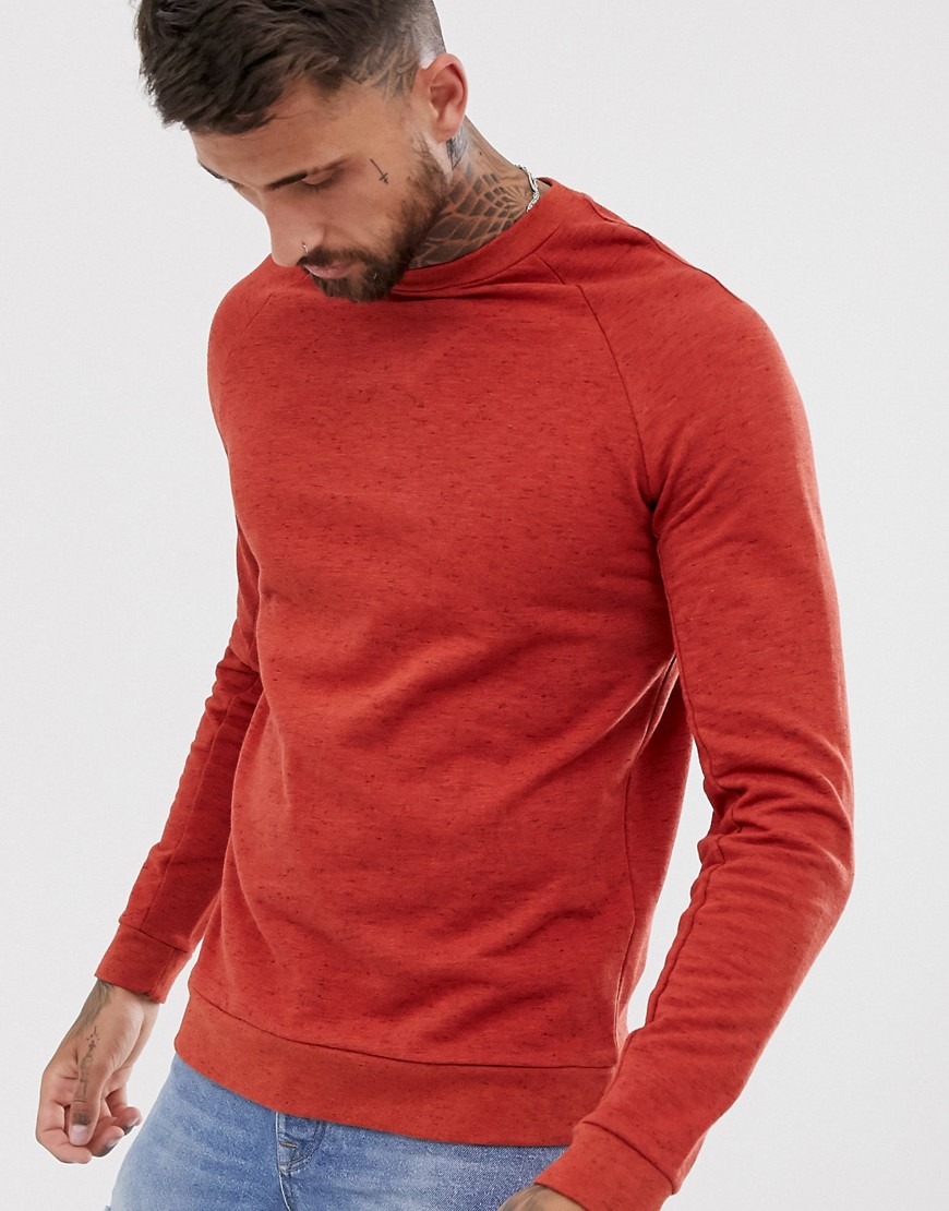 ASOS DESIGN sweatshirt with raglan sleeve in red interest fabric