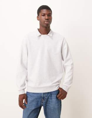 Asos Design Sweatshirt With Ribbed Collar In Gray