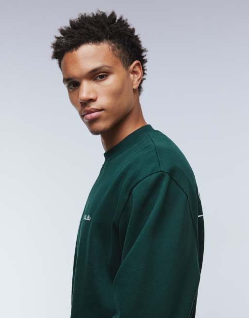 ASOS DESIGN sweatshirt with script text print in green, 4 of 5