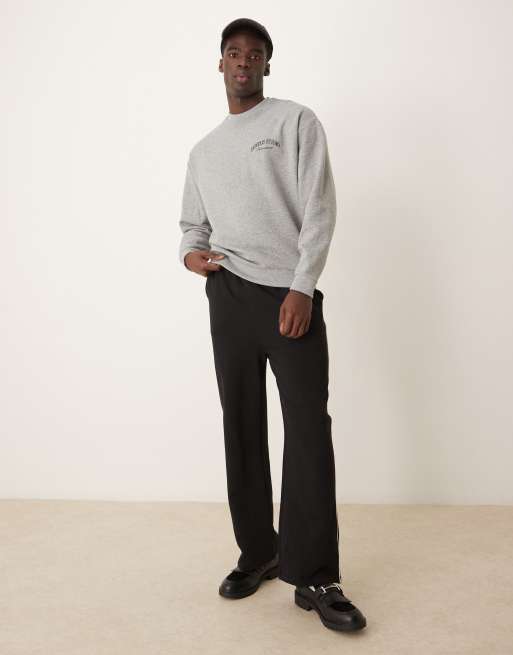 ASOS DESIGN sweatshirt with studios chest and back print in gray heather