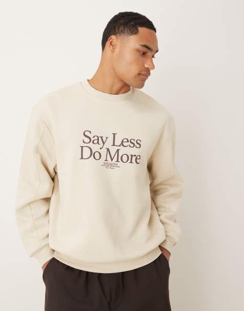 ASOS DESIGN sweatshirt with text print in beige - view 1
