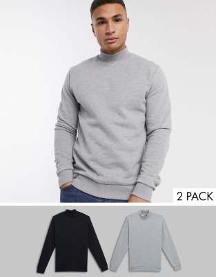 asos design sweatshirt with polo neck