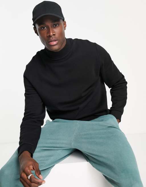 ASOS DESIGN sweatshirt with turtle neck in black | ASOS