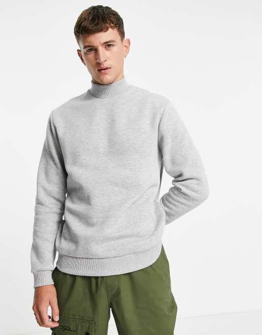 ASOS DESIGN sweatshirt with turtleneck in gray marl