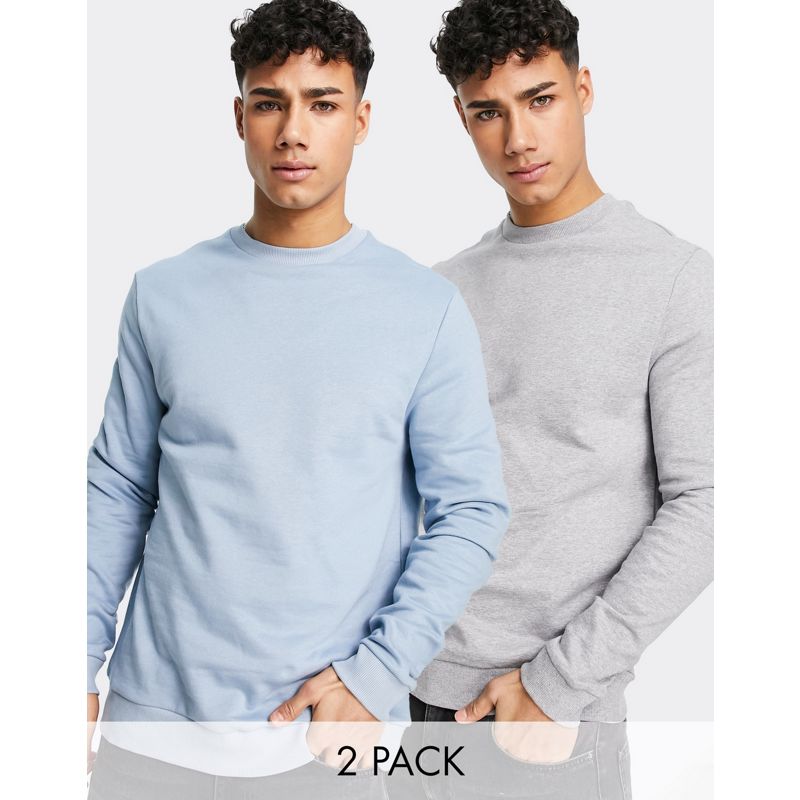 DESIGN – Sweatshirts in Pastellblau und Kalkgrau im 2er-Pack