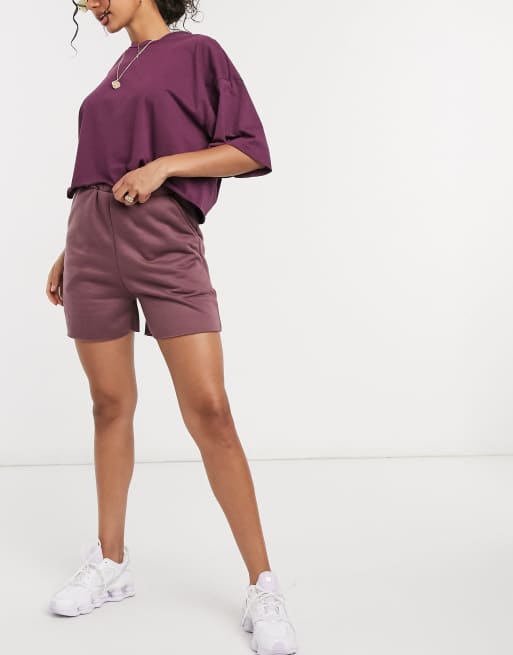 ASOS DESIGN - Sweatshort met dezelfde kleurschakering in chocoladebruin, co-ord set