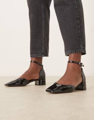 ASOS DESIGN - Sweet - Chaussures à talon carré mi-haut - Noir verni