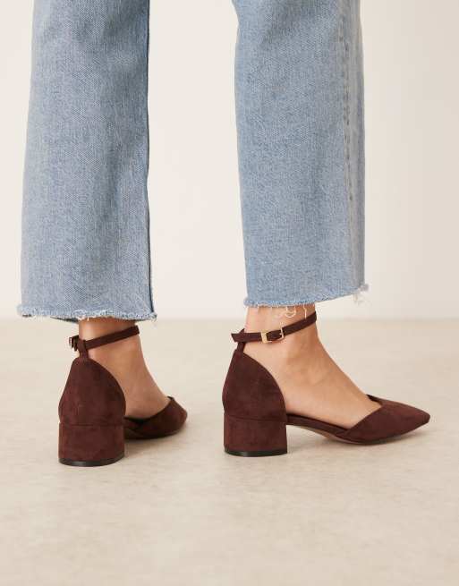 ASOS DESIGN - Sweet - Chokoladebrune sko med mellemhøj blokhæl i imiteret ruskind, 3 af 4