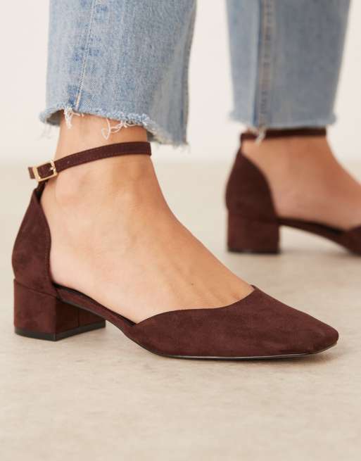 ASOS DESIGN - Sweet - Chokoladebrune sko med mellemhøj blokhæl i imiteret ruskind, 4 af 4