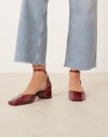 [ASOS DESIGN] ASOS DESIGN Sweet mid block heel shoes in burgundy patent-Red 39 Dark Red Patent