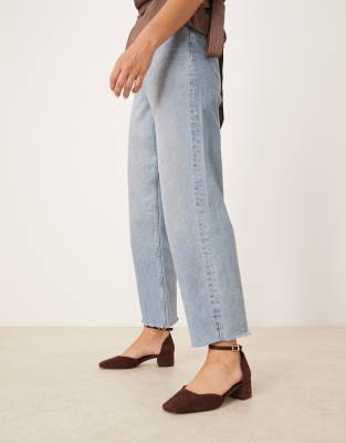 Asos Design Sweet Mid Block Heel Shoes In Brown