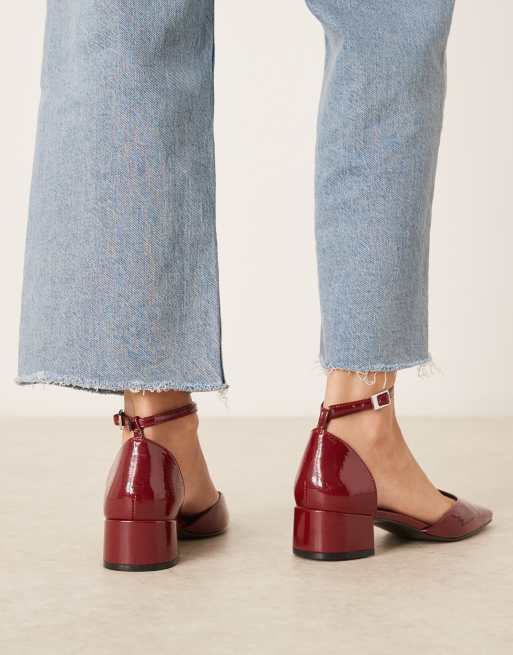 ASOS DESIGN - Sweet - Scarpe con tacco medio bordeaux in vernice, 3 di 4