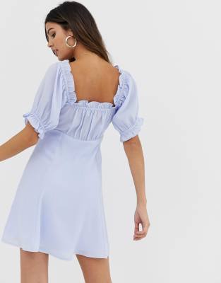 asos design sweetheart babydoll mini swing dress in dobby spot