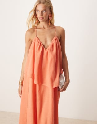 Asos Design Sweetheart Double Layer Volume Maxi Dress With Peplum Hem