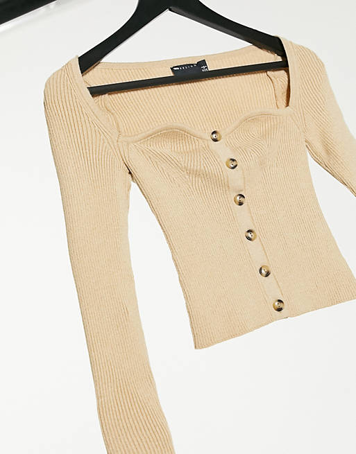 Jumpers & Cardigans sweetheart neck cardigan in camel 