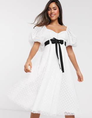 white dress with black belt