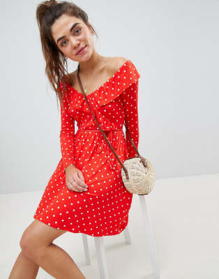 asos design polka dot dress