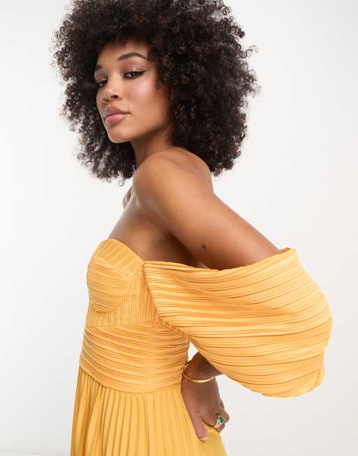 Asos orange best sale pleated dress