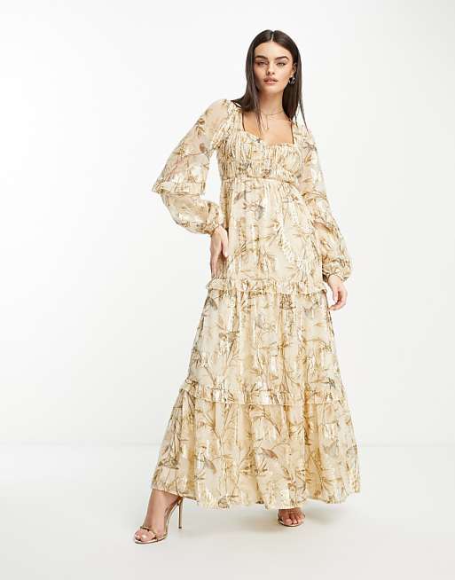 Pink Chiffon Sweetheart Layered Sleeve Maxi Dress Pink Chiffon Sweetheart Layered Sleeve Maxi Dress