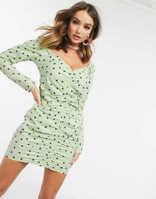 asos green spotty dress