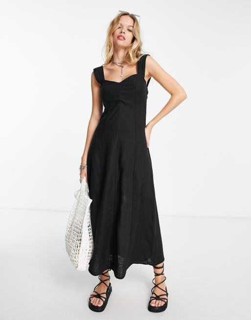 Asos black outlet linen dress